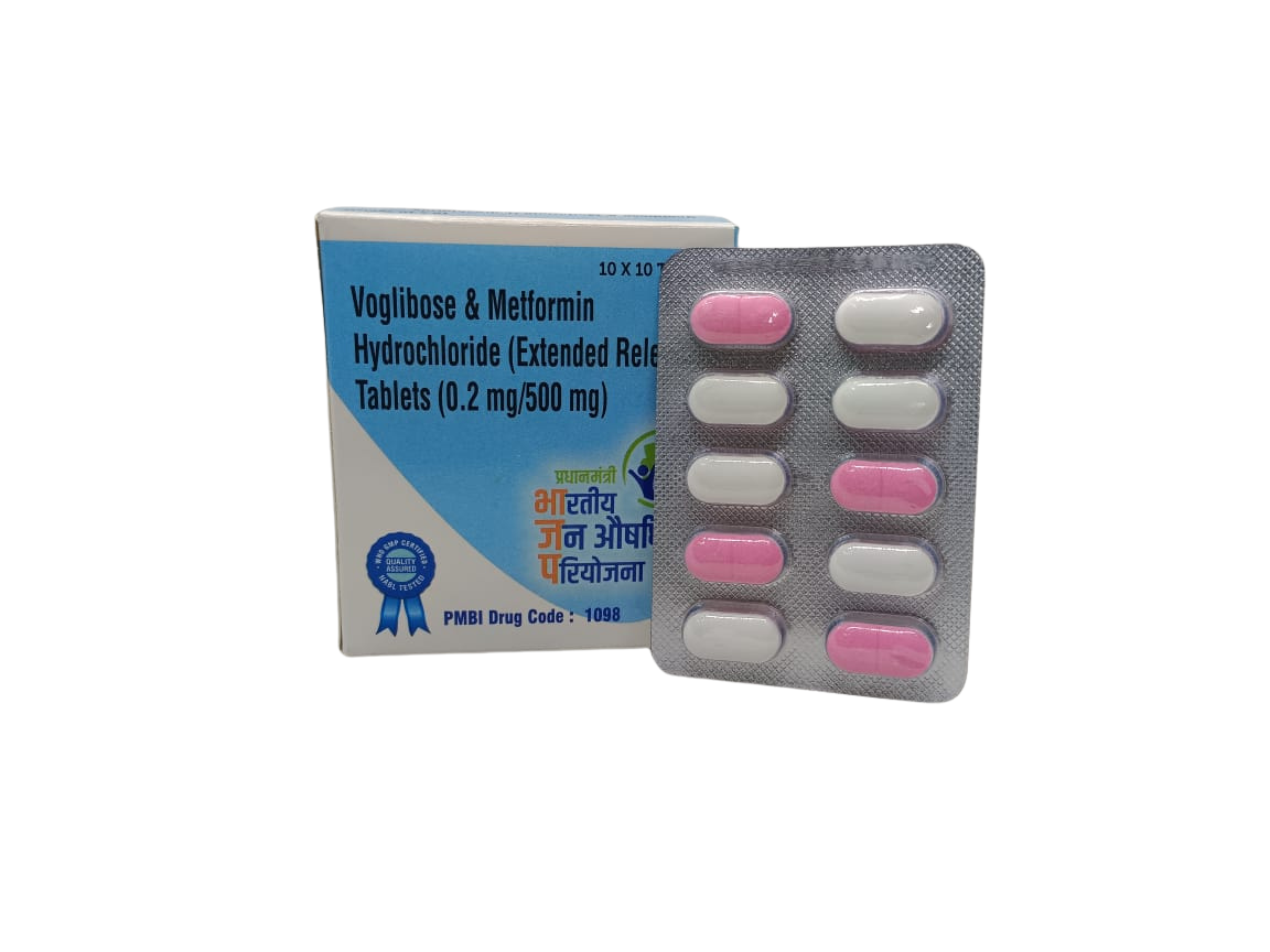 Metformin Hydrochloride 500mg (Sustained Release) and Voglibose 0.2mg Tablets