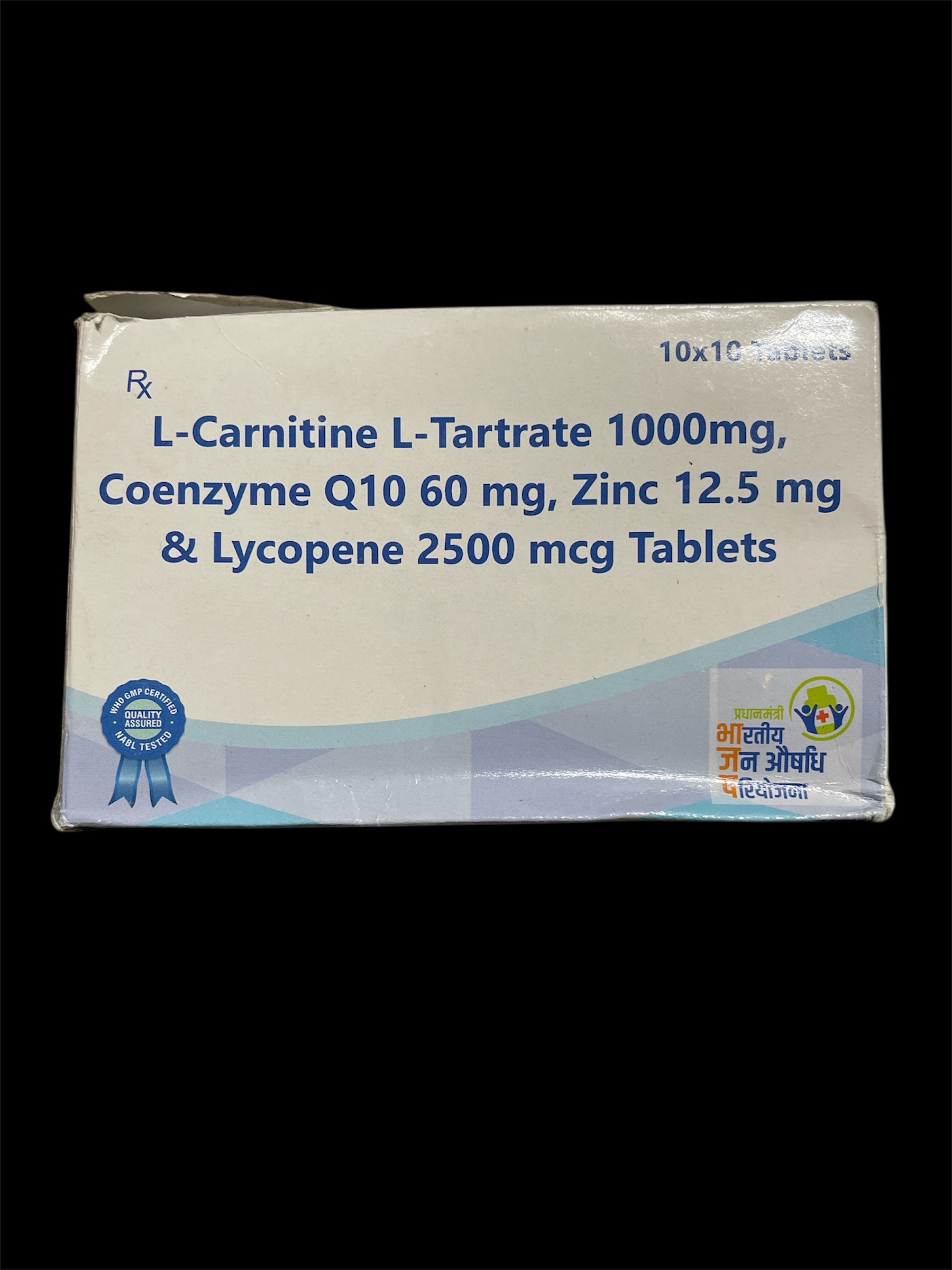 L-Carnitine-L-Tartrate 100Mg, Co-Enzyme Q10 60Mg, Zinc Oxide (As Elemental Zinc) 12.5Mg, Lycopene 2500Mcg Tablets