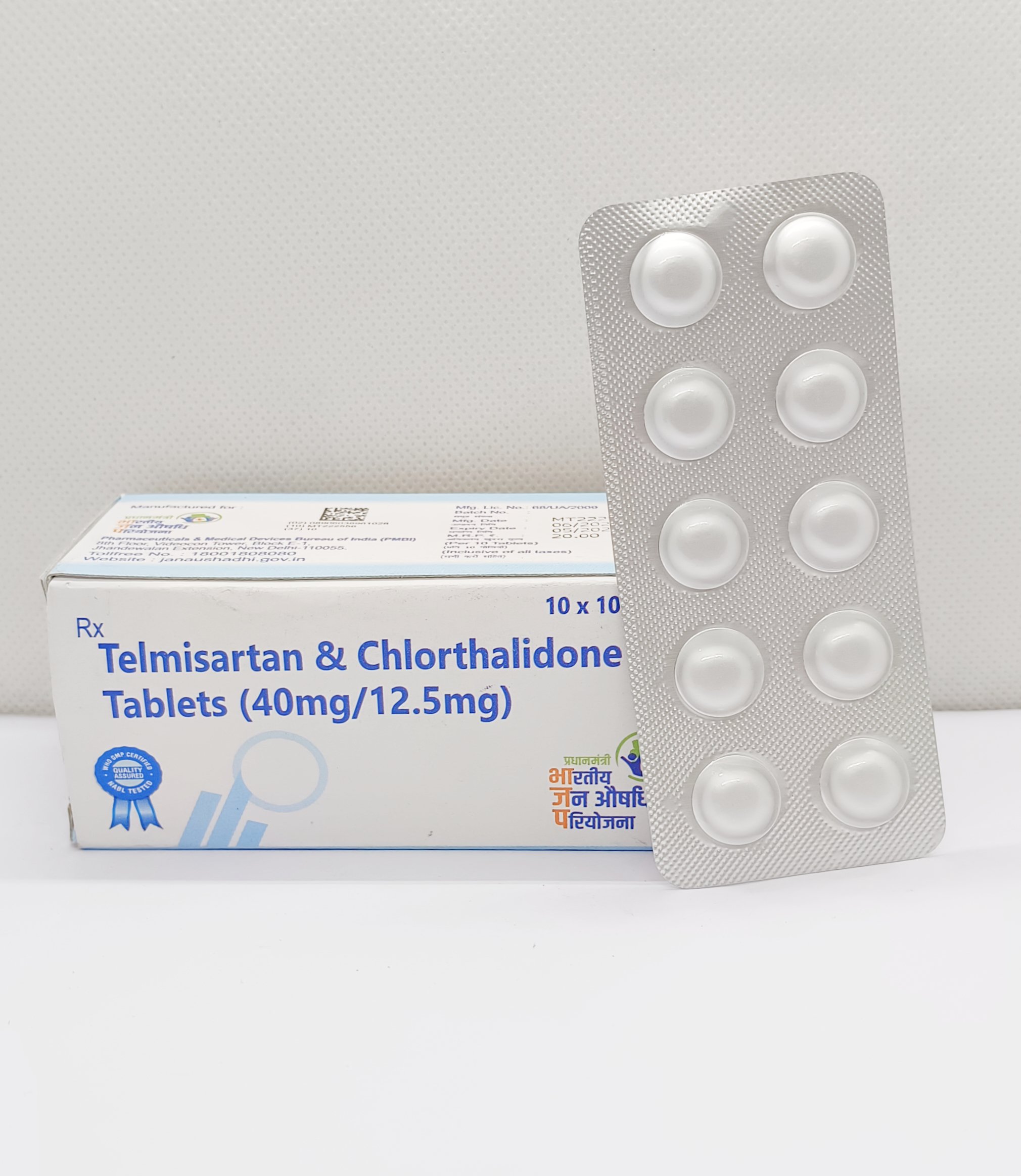 Telmisartan 40mg and Chlorthalidone 12.5mg Tablets