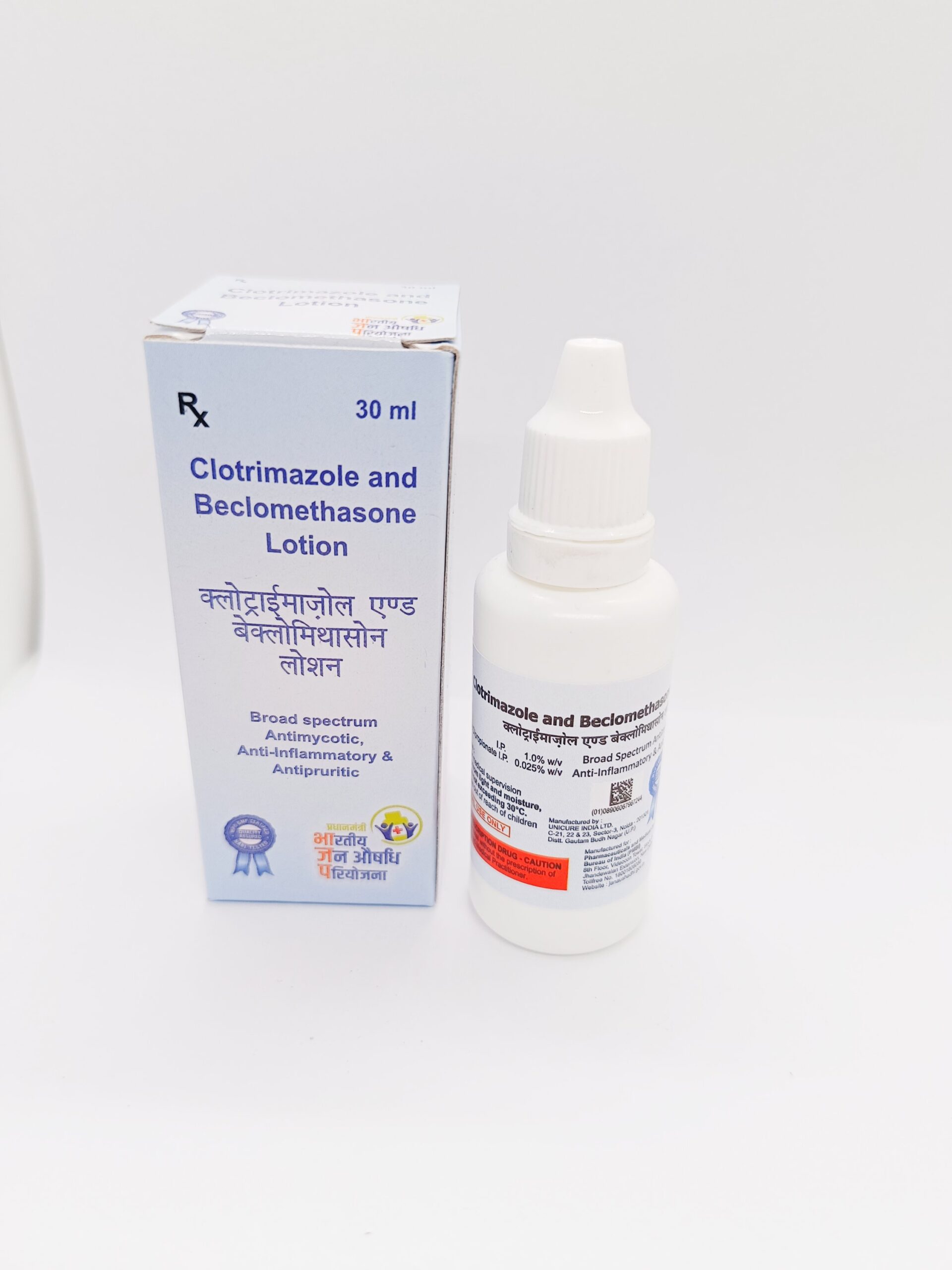 Clotrimazole 1%w/v and Beclometasone Dipropionate 0.025%w/v Lotion