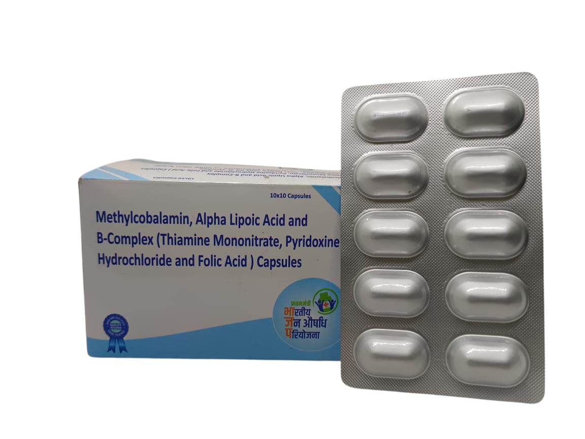 Methylcobalamin 1500mcg with Alpha Lipoic Acid 100mg and B- Complex (Thiamine Mononitrate 10mg, Pyridoxine 3mg, Folic acid 1.5mg) Capsules